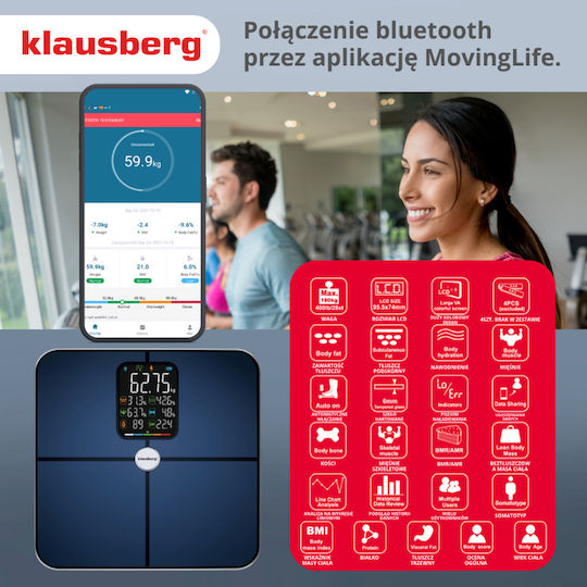 Klausberg Smart Cantar cu Bluetooth in culoare Albastru marin KB-7940
