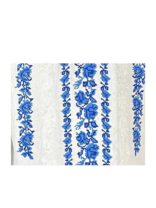 Bluza Damă Din Bumbac Cu Mânecă 3/4 Albă, Albastră