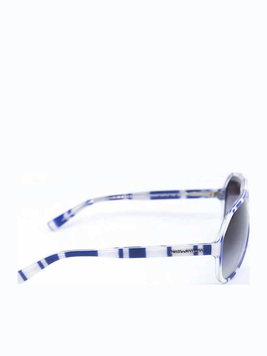 Dolce & Gabbana Unisex Sunglasses with Blue Horn-Rimmed Frame and Grey Gradient Lenses