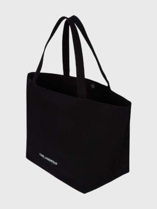 Logo Υφασμάτινη Γυναικεία Shopper Τσάντα Μαύρη