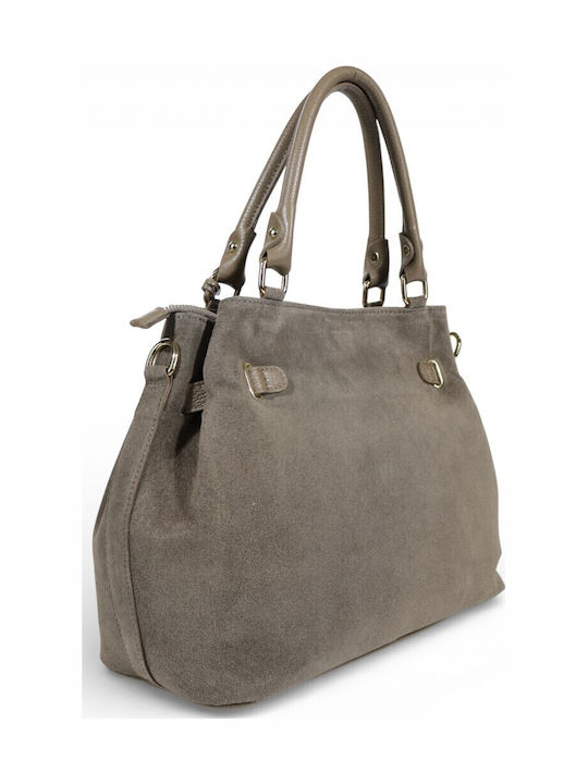 Leather Women's Tote Bag Suede Taupe