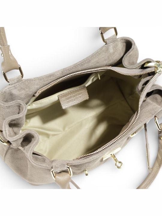Leather Women's Tote Bag Suede Taupe