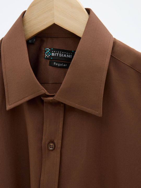 Long-sleeved Cotton Shirt Brown