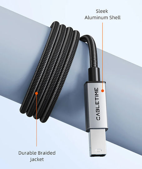 Cabletime Braided USB 2.0 Cable USB-C male - USB-C Black 1.5m (CT-CMBM1-AG1.5)