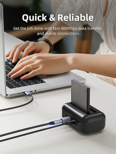 Cabletime Μετατροπέας USB-C male σε USB-C female Γκρι 1τμχ CT-CFBM2-AG