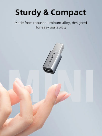 Cabletime Μετατροπέας USB-C male σε USB-C female Γκρι 1τμχ CT-CFBM2-AG