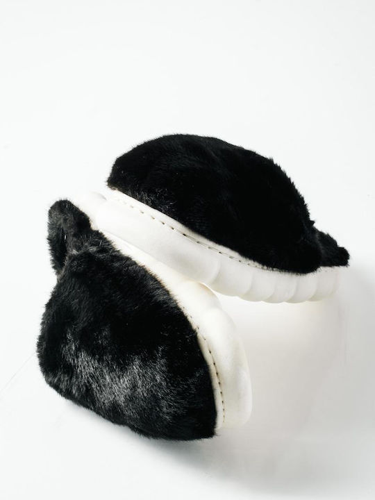 Winter Women's Slippers with Fur Black