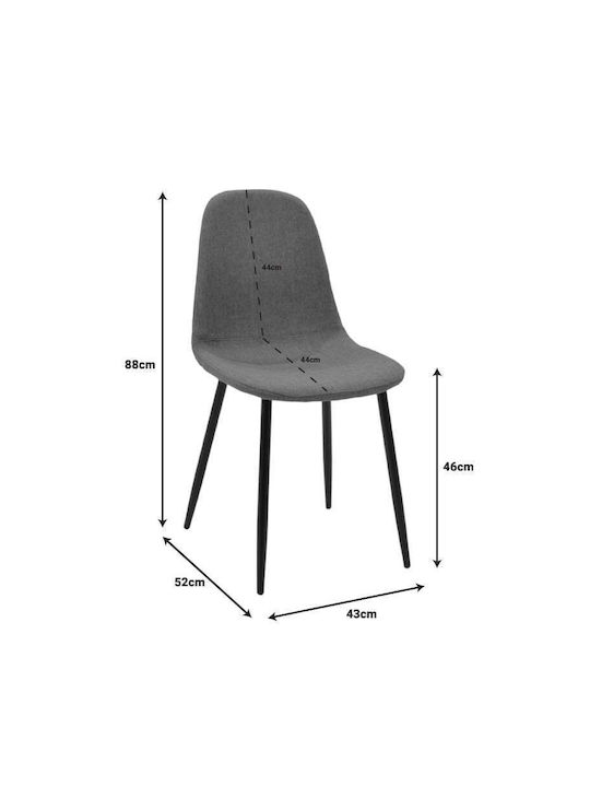 Bella Dining Room Velvet Chair Anthracite Velvet 43.5x52x89cm