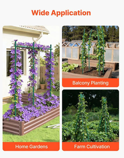 Vevor Garden Stakes Pack 25 2100 Mm Metal Tomato Stakes Plastic Coating Garden Rods Plant Support Pointed Tip Anti-Slip Bumps Climbing Plant Cultivation Outdoor Vegetables