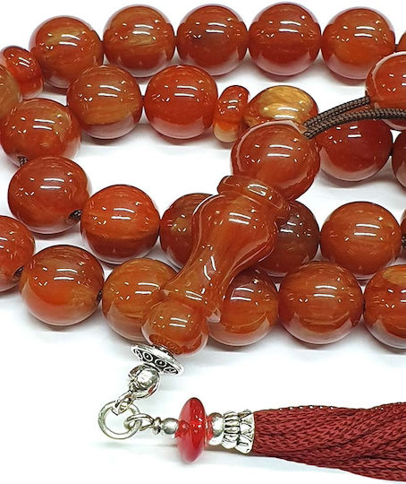 Roloi Komboloi Mastic Worry Beads with 33 Beads Orange 37cm