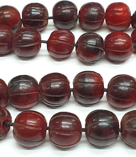 Roloi Komboloi Graven Horn Worry Beads with 29 Beads Burgundy 29cm