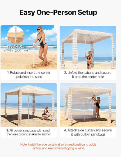 Vevor Strandmarkise Für 5 Personen Beige