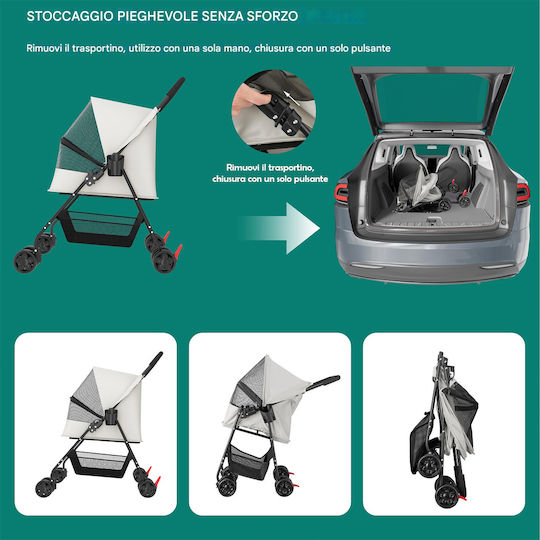 Bakaji Dog/Cat Carrying Gray Stroller for 15kg Pets L95xW65xH50cm