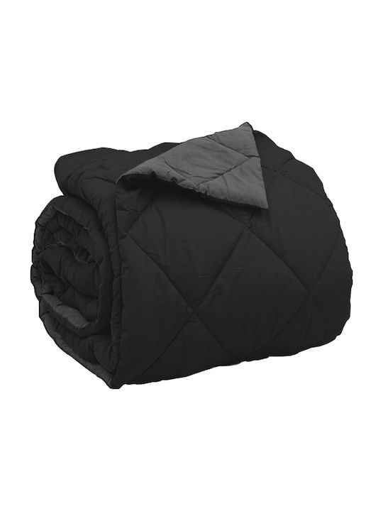 vidaXL Κουβέρτα Διπλή 200x200εκ. Μαύρο, Ανθρακί