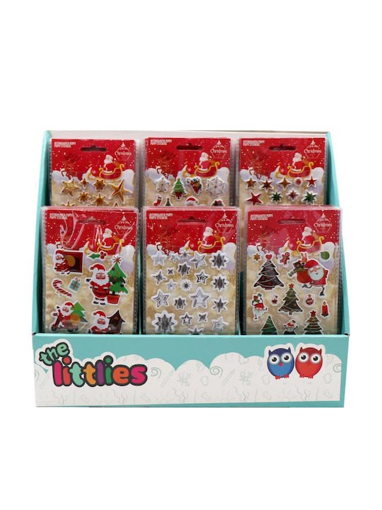 Weihnachtsaufkleber Weiße Sterne Puffy Glitter