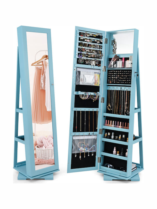 Costway Floor Mirror with Blue Wooden Frame 161x39cm