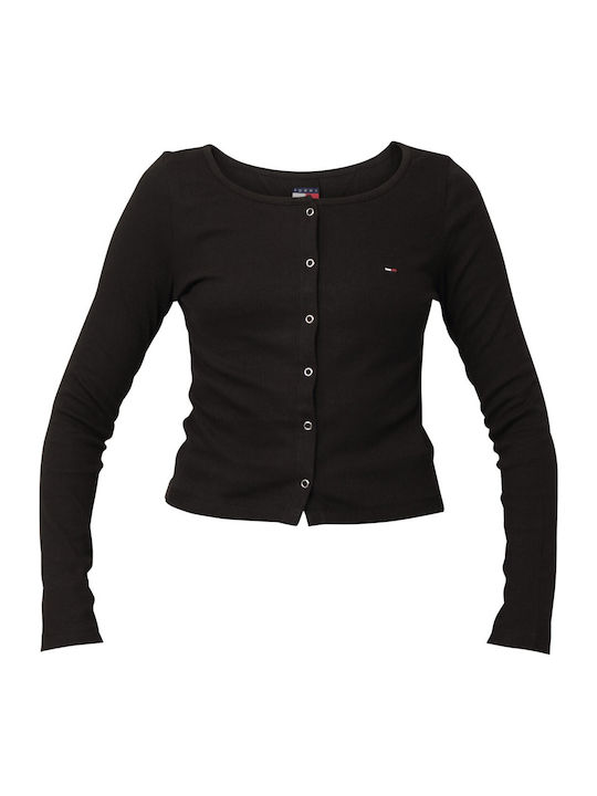 Kurze Gestrickte Damen Strickjacke in Schwarz Farbe