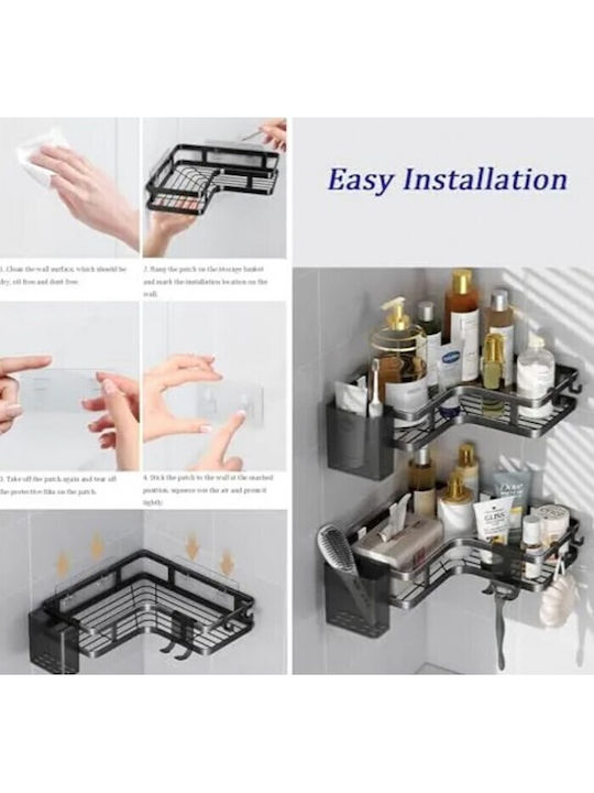 Corner Wall Mounted Bathroom Shelf Metallic 23x11x5cm