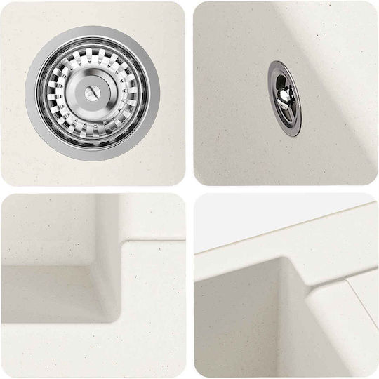 vidaXL 42028395 Ένθετος από Συνθετικό Γρανίτη Μ78xΠ50cm Λευκός