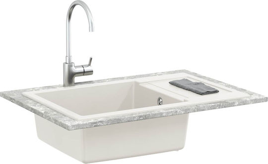 vidaXL Drop-In Chiuvetă din Granit Sintetic L78xW50cm Alb