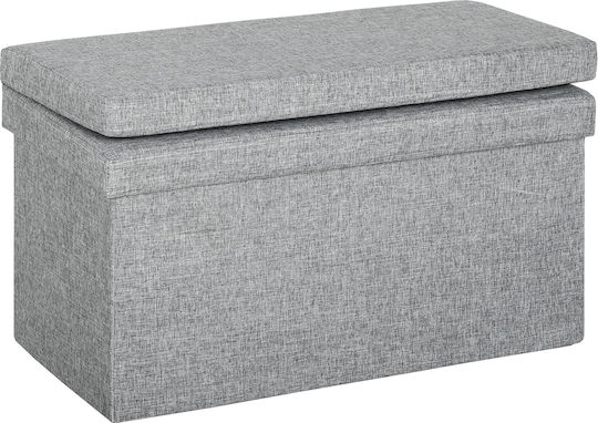 Collapsible Living Room Stool with Backrest and Storage Space Gray
