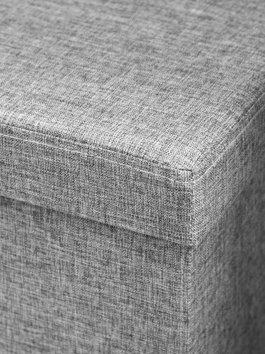 Collapsible Living Room Stool with Backrest and Storage Space Gray