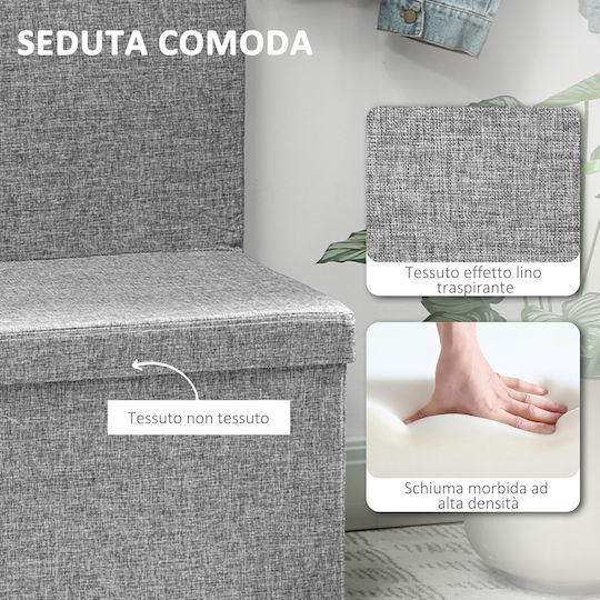 Collapsible Living Room Stool with Backrest and Storage Space Gray