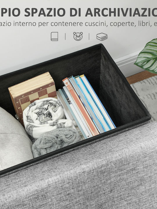 Collapsible Living Room Stool with Backrest and Storage Space Gray
