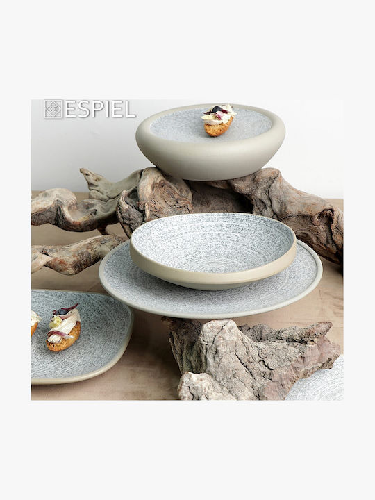 Espiel Corsica Teller Untiefe Keramik Gray mit Durchmesser 26.3cm 4Stück