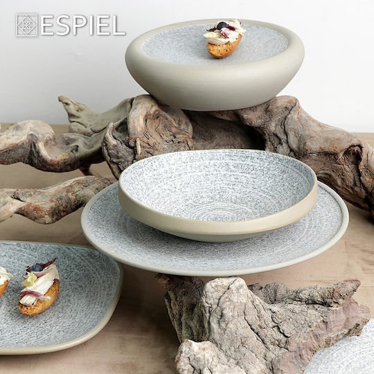 Espiel Corsica Πιάτο Ρηχό Κεραμικό Γκρι με Διάμετρο 26.3cm 4τμχ