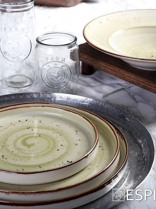 Espiel Terra Plate Shallow made of Porcelain Green with Diameter 21cm