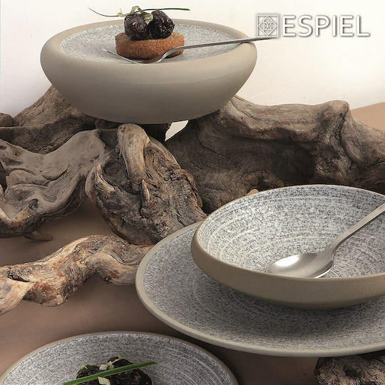 Espiel Corsica Πιάτο Ρηχό Κεραμικό Γκρι με Διάμετρο 29.2cm 4τμχ