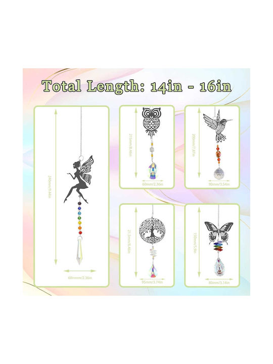Hanging Wall Decor Multicolour Glass 5 Pieces (Various Designs)