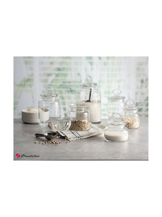 Espiel Kitchen Slim Set of 3 General Use Glass Jars with Lid Transparent 10x10x23.4cm 3 Pieces