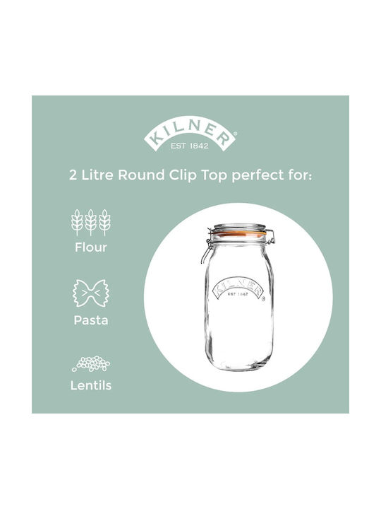 KIlner Vase Pasta with Airtight Lid Glass Transparent 2000ml