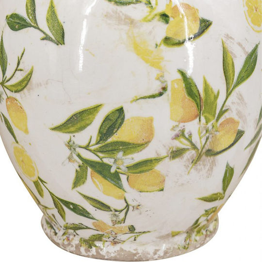 Artekko Vază Ceramică Albă Lămâie 22x17x17 Cm