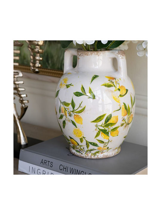Artekko Lemon White Ceramic Vase Lemons 22x17x17 Cm
