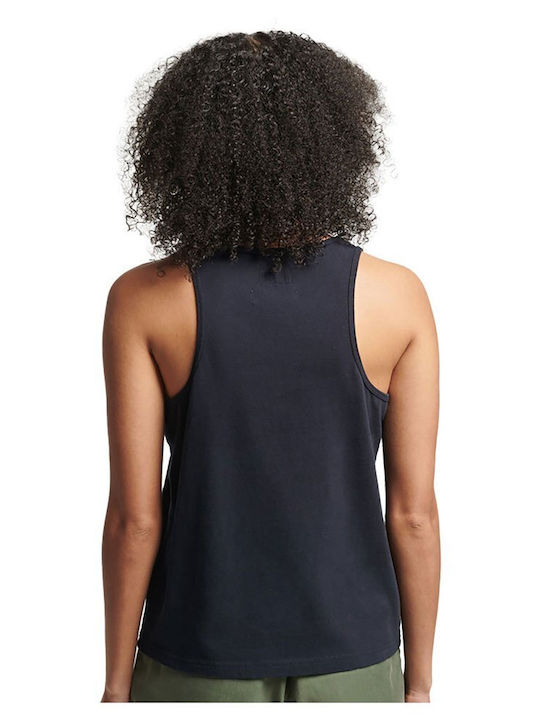 Vintage Logo Narrative Women's Summer Blouse Cotton Sleeveless Eclipse Navy