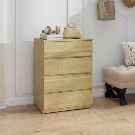 Wooden Chest of Drawers with 4 Drawers Οξιάς 60x40x80cm