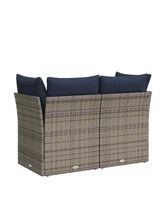 Zweisitziges Sofa Außenbereich Rattan mit Kissen 62x62x69cm
