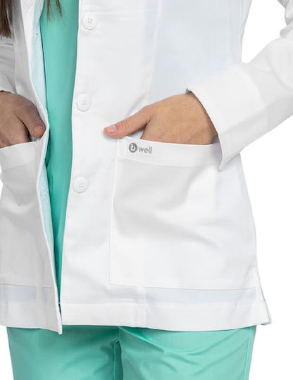 bwell Women's White Medical Dressing Gown