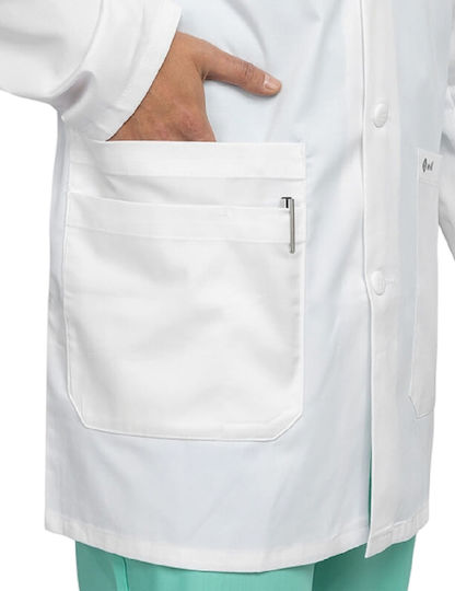 bwell Men's White Medical Dressing Gown