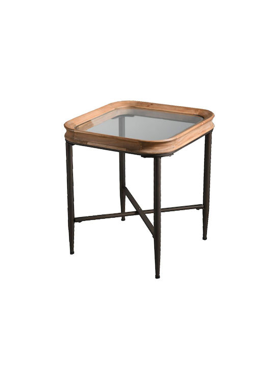 Square Side Table Marais Glass Natural Black M45xL45xH51cm