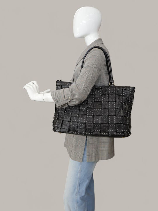 Leder Damenhandtasche Schulter / Handtasche Schwarz