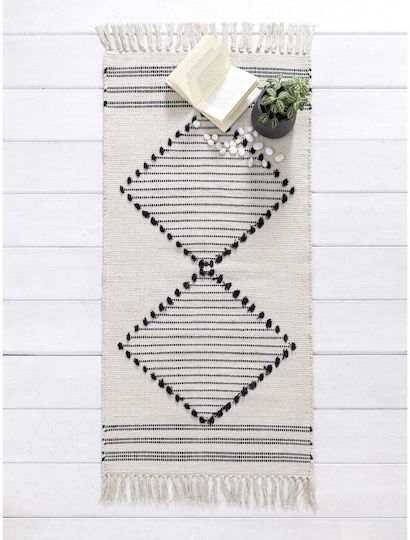 Nima Nomada Χαλί Ορθογώνιο Εκρού, Μαύρο 60x130cm