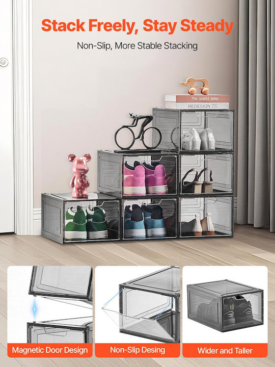 Vevor Plastic Cutie de Depozitare cu Capac Transparent 34x24x18cm 6buc