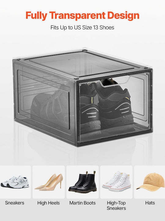 Vevor Plastic Cutie de Depozitare cu Capac Transparent 34x24x18cm 6buc