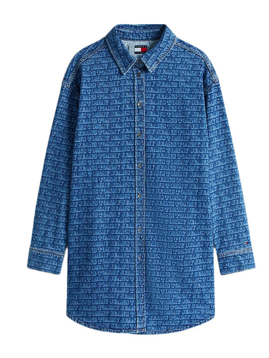Rochie Cămașă Mini Denim Albastră