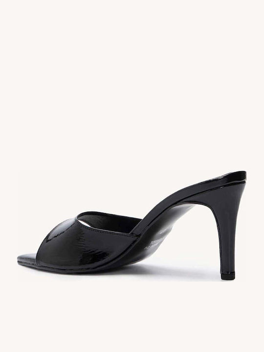Μαύρα Λουστρίν Mules Made In Greece Kitten Heel