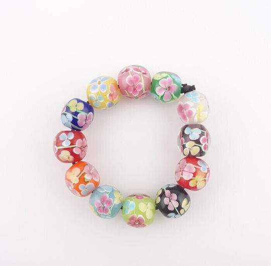 Χάντρα Efco Γυάλινη 10x15mm Οβάλ Flowers Μπλε Λευκό 3τμχ